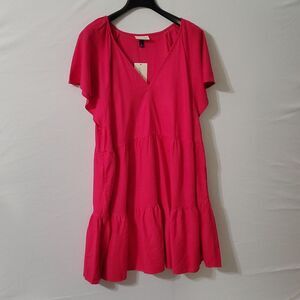 Universal Thread Women’s Linen Blend V-Neck Babydoll  Pockets Dress Sz 1X NWT